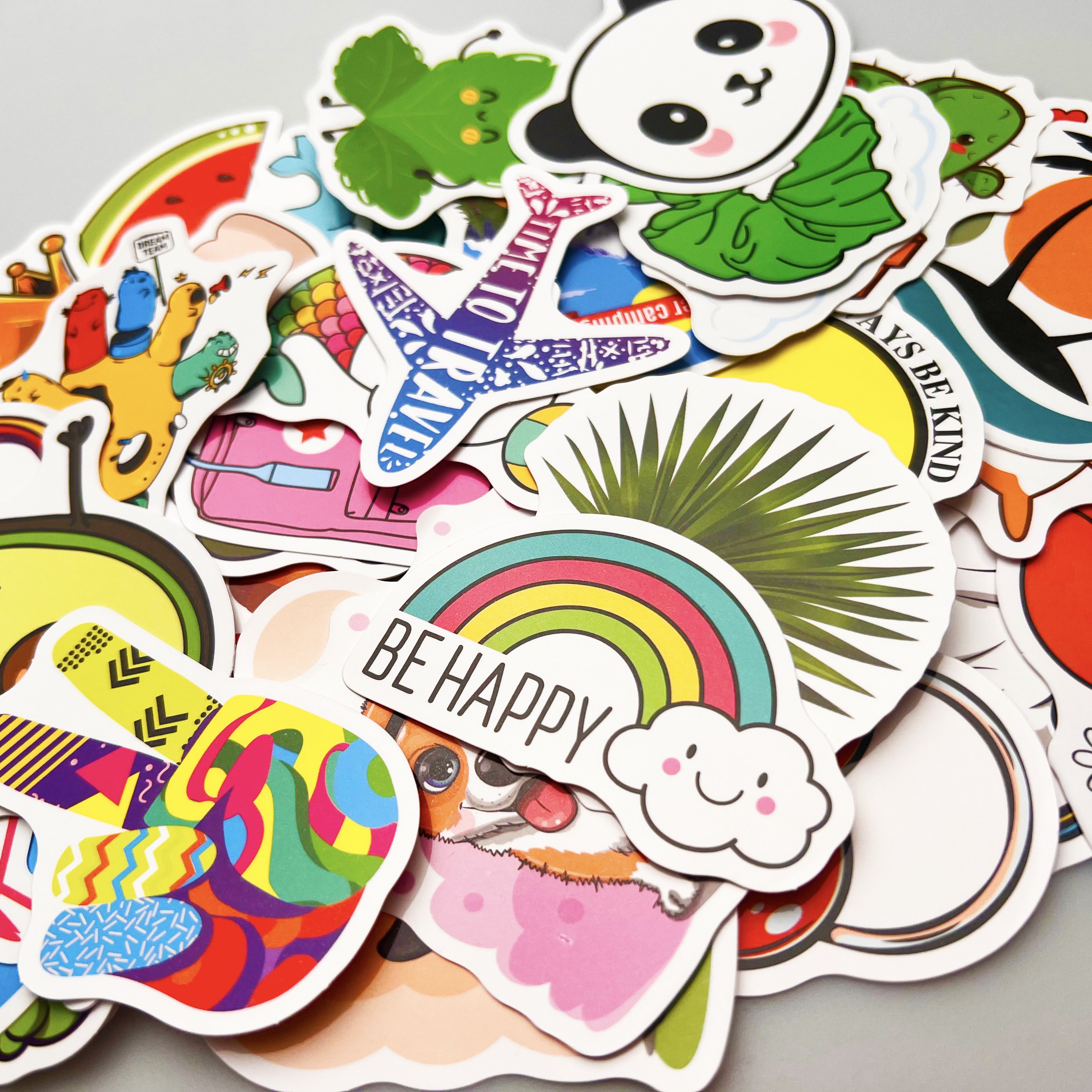 High Quality reusable Waterproof Cartoon Vinyl outdoor PVC Sticker Holographic Custom Print Logo Label Die Cut Stickers Sheet