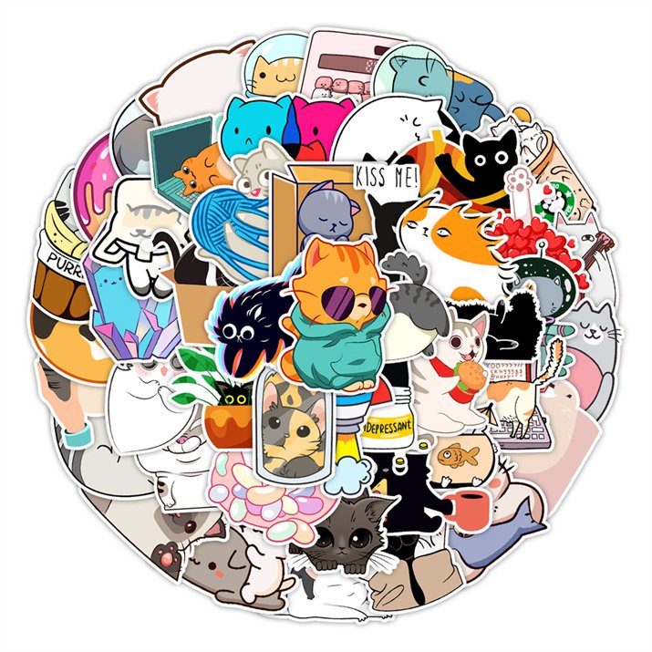 Hot Selling Art Decals Animal Children Kitten Pet Sticker For Bottle Notebook Laptop Decorative Stickers