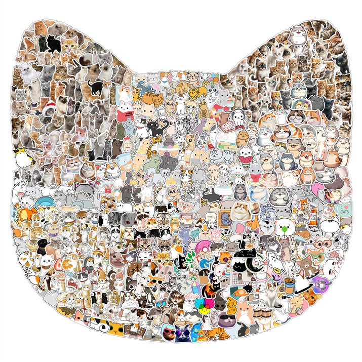 Hot Selling Art Decals Animal Children Kitten Pet Sticker For Bottle Notebook Laptop Decorative Stickers