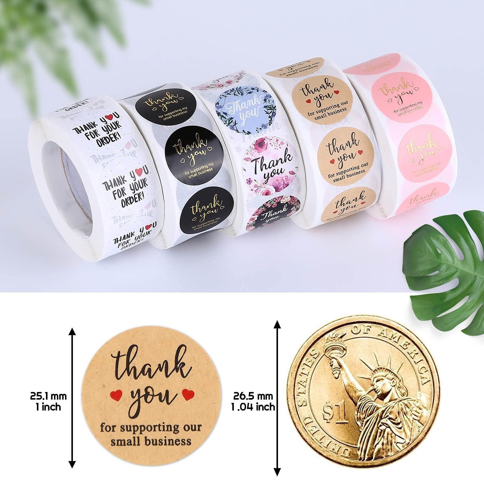 Thank You Stickers Seal Labels Holographic Waterproof Gold Foil Decorative Stickers For Handmade Wedding Gift Labels