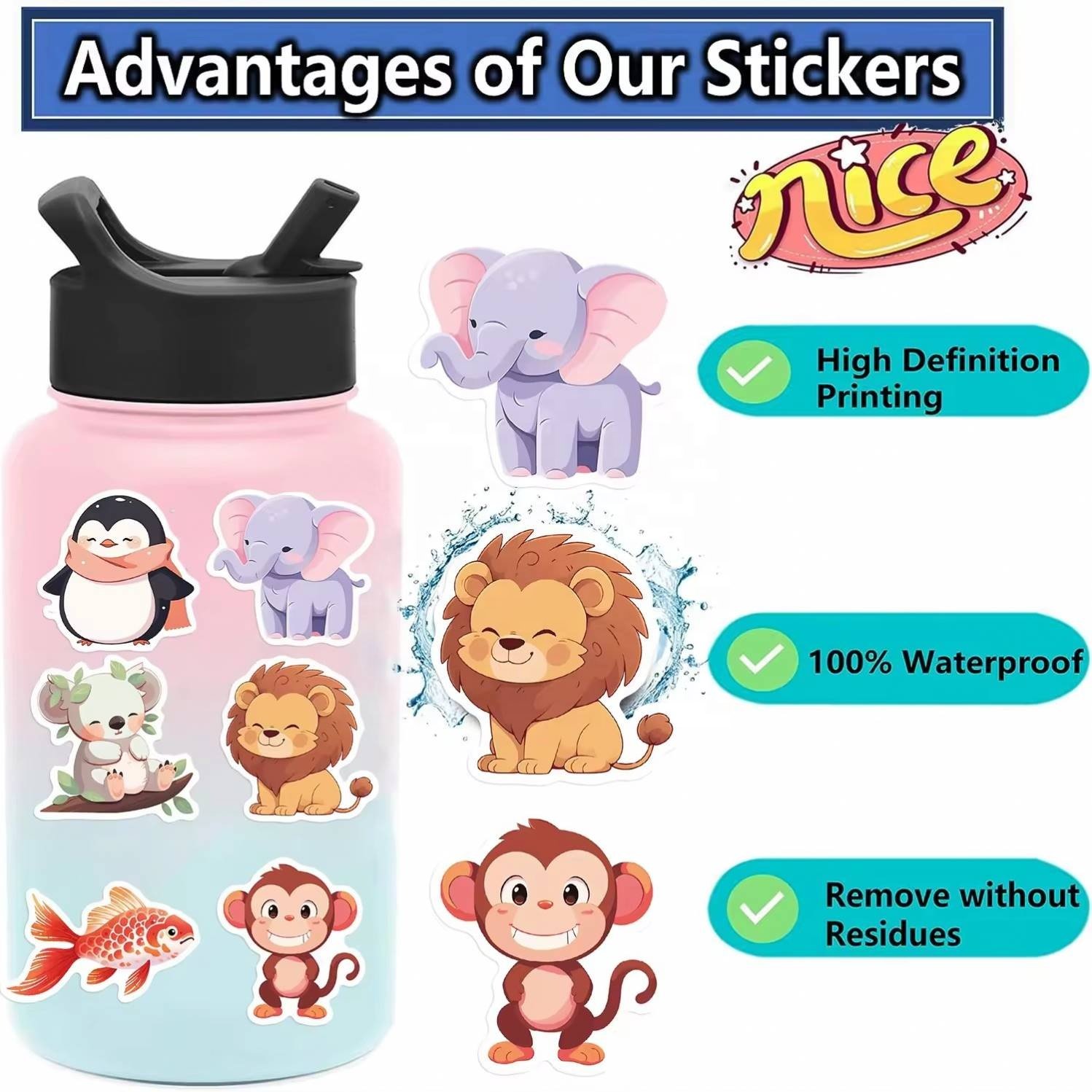 Company Custom Design Labels Cartoon Sticker Adhesive Label Printing Holographic Vinyl Die Cut Waterproof Sticker Sheet