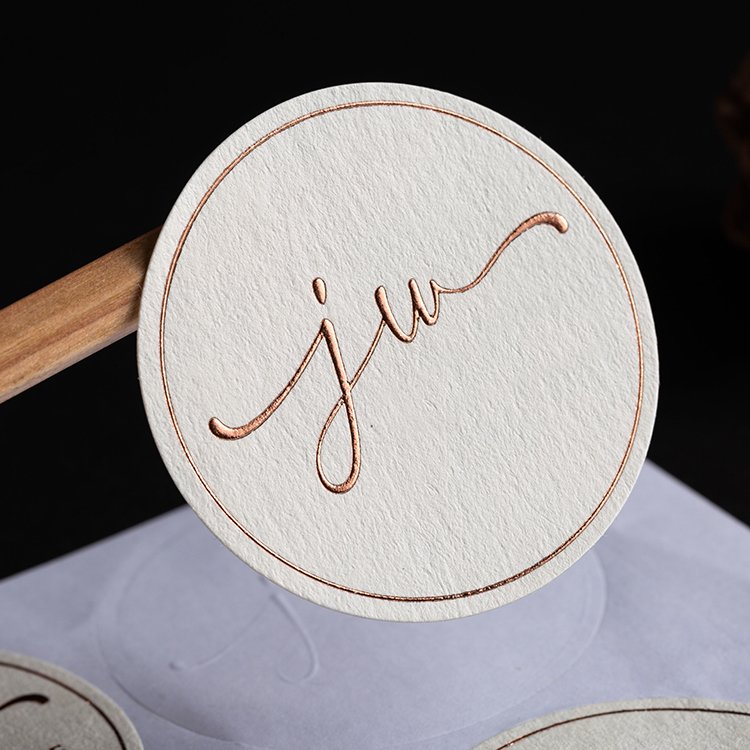 Custom Green Matte Embossed Sticker Texture Paper Self-Adhesive Stickers Label Envelope Seal Stickers