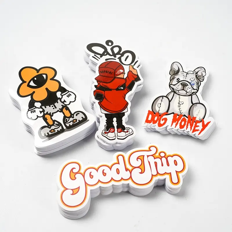 Company Design Logo Self Adhesive Waterproof Label Cartoon Vinyl Sticker Custom Printing Die Cut Stickers