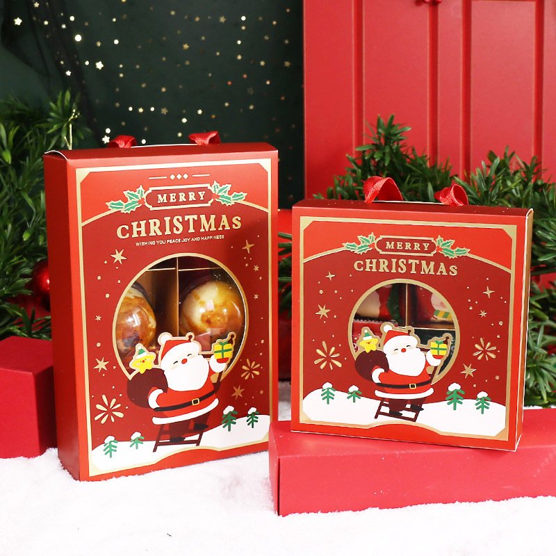 Custom design christmas gift food packaging boxes with hand rope