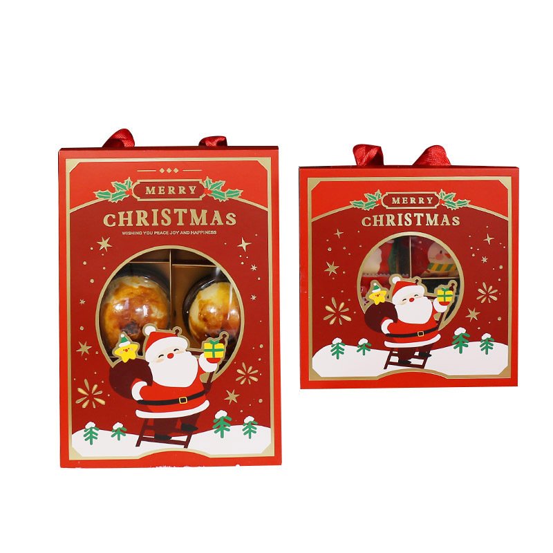 Custom design christmas gift food packaging boxes with hand rope