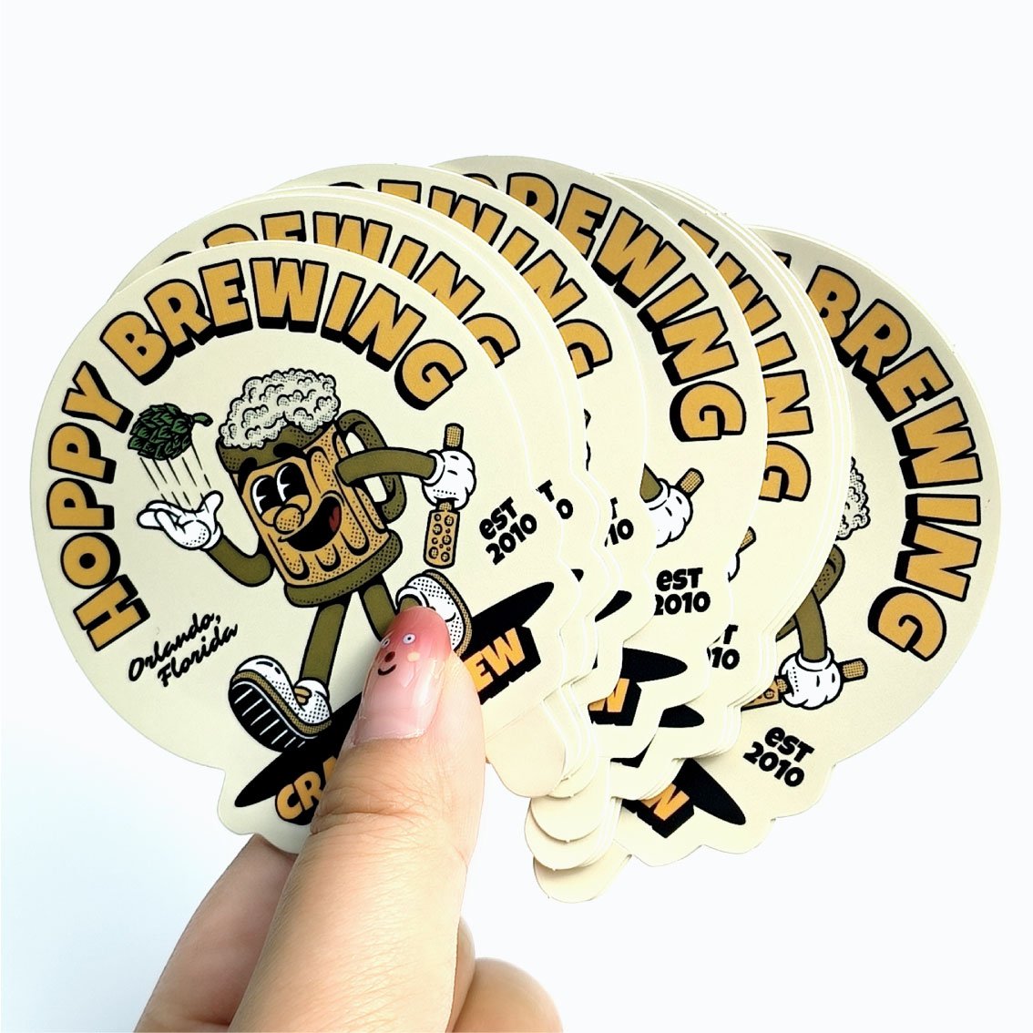 Custom brand logo die cut sticker printing vinyl waterproof cartoon sticker