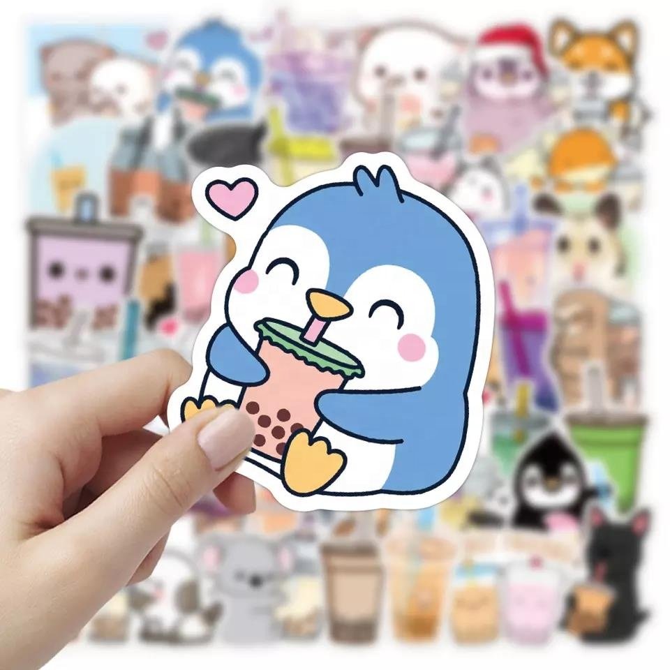 50Pcs Bubble Tea Cute Boba Graffiti Waterproof PVC Random Stickers For Girl Kids Notebook phone Luggage Laptop
