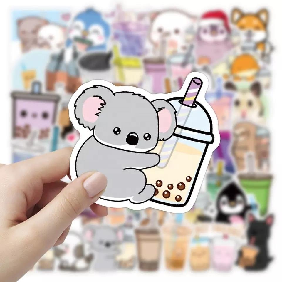 50Pcs Bubble Tea Cute Boba Graffiti Waterproof PVC Random Stickers For Girl Kids Notebook phone Luggage Laptop