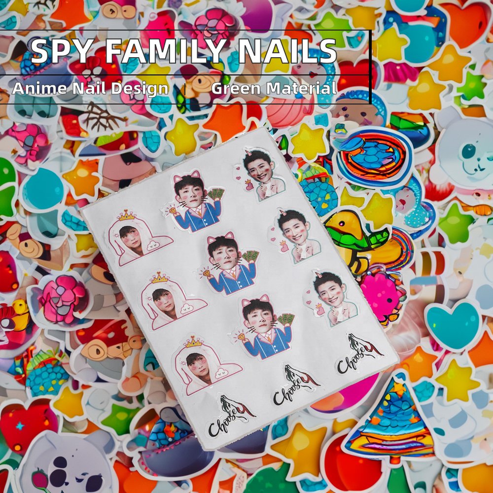 Cartoon Anime SPY FAMILY Design 5D Ultrathin Embossed Nail Art Sticker Custom Logo Waterproof Plastic Nail Patch Decoration
