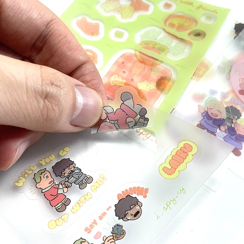 Wholesale custom stickers Kawaii style Transparent material pet stickers For Kids and girls