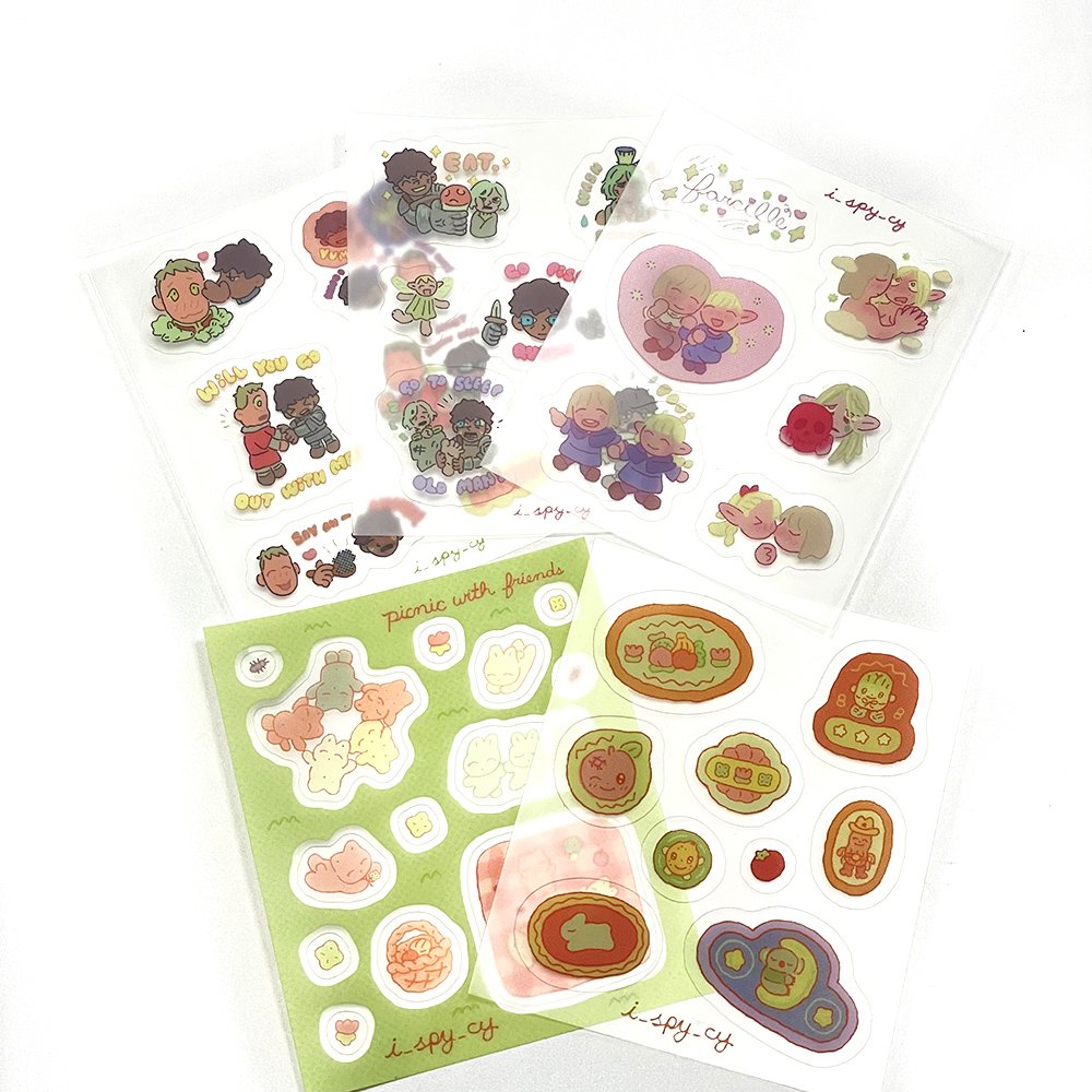 Wholesale custom stickers Kawaii style Transparent material pet stickers For Kids and girls