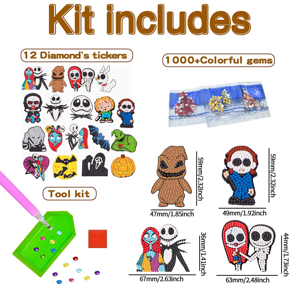 2024 New Diamond Drawing Halloween Cartoon Children's DIY Handmade Children's Diamond Stickers