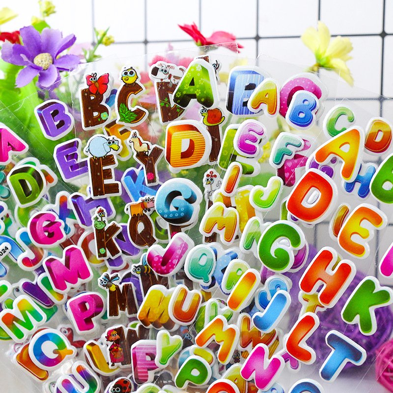 3D Puffy Stickers for Toddlers Kids, Bulk Preschool Sticker Sheets for Reward, Craft, Scrapbooking Including number letter