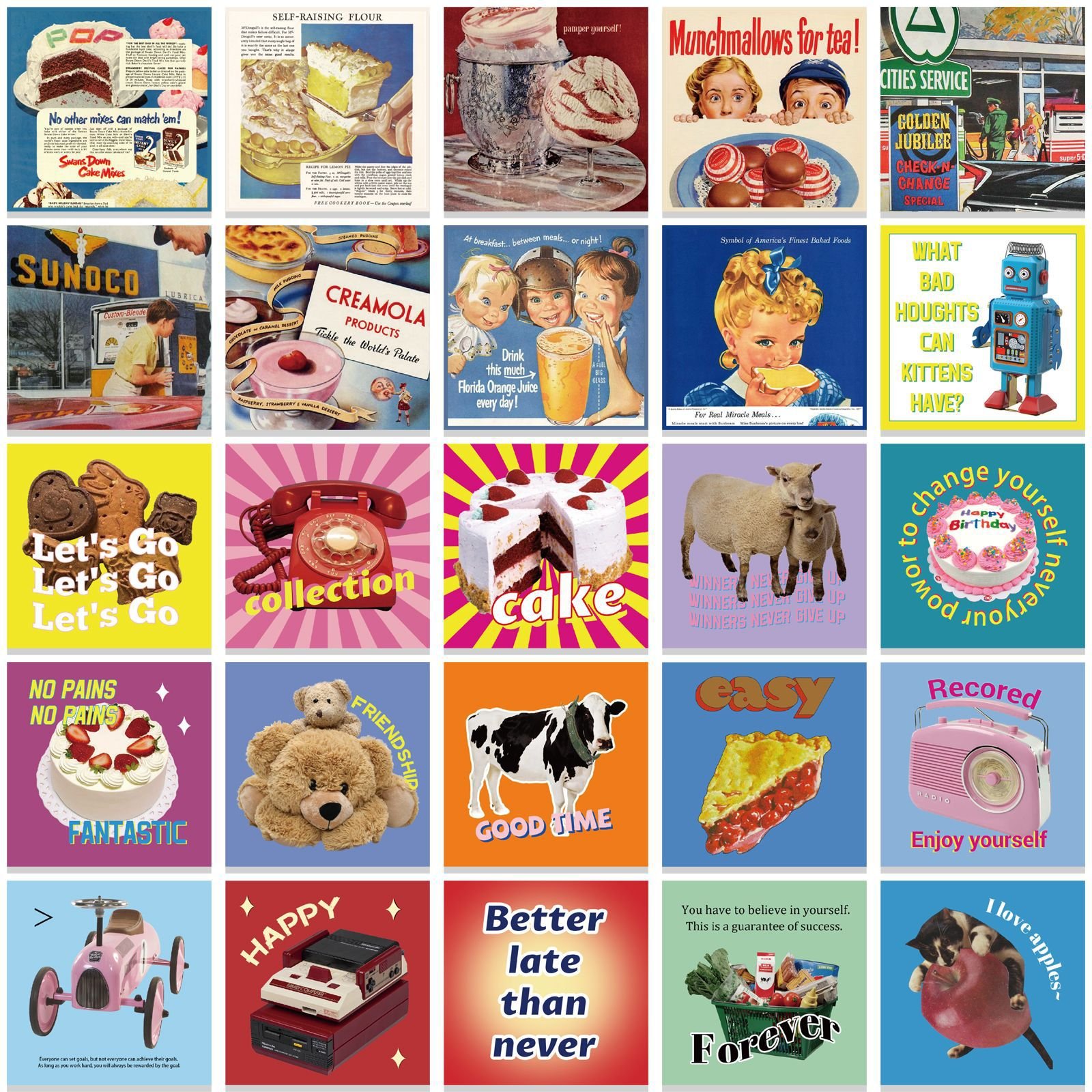 50PCS kiss cut sticker pack vintage Printed Waterproof Die Cut sticker sheets decorative sticker