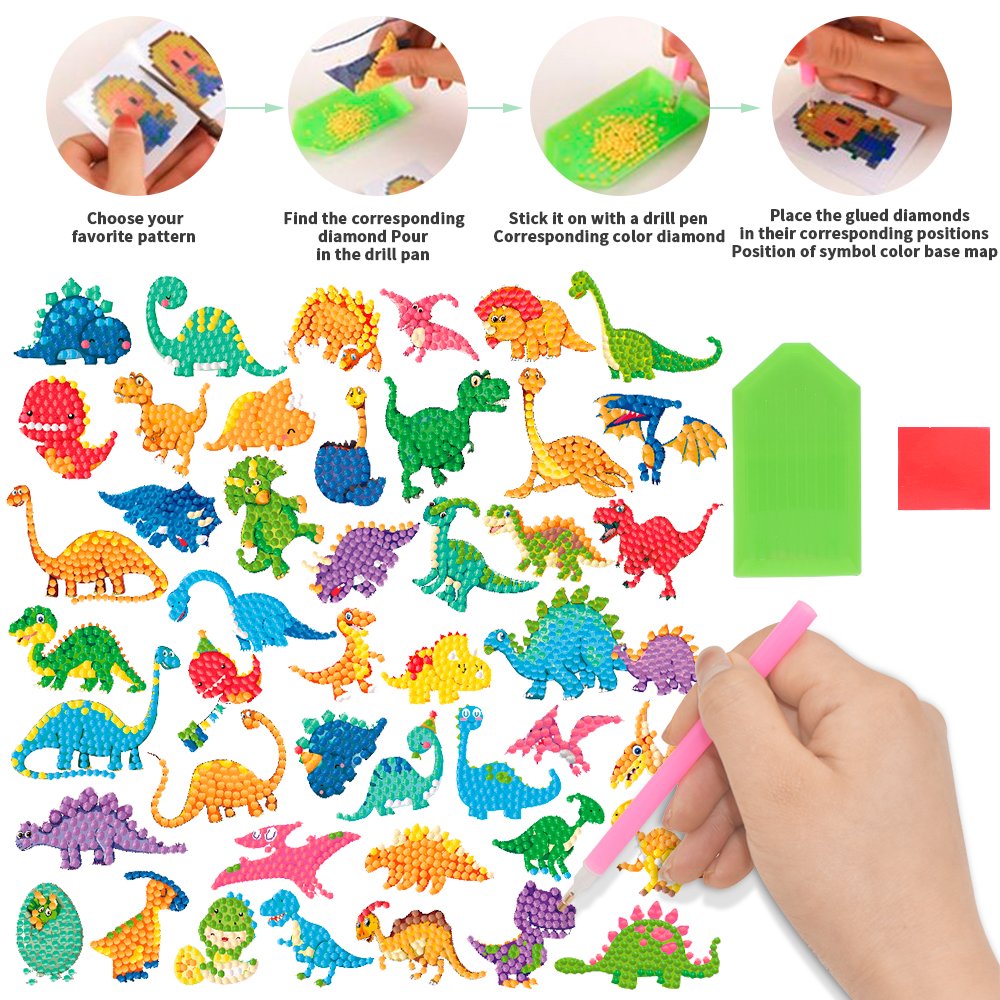 Customized 5D Diamond Drawing Sticker with Round Diamond Cartoon, Children's Decorative Diamond Sparkling Stickers
