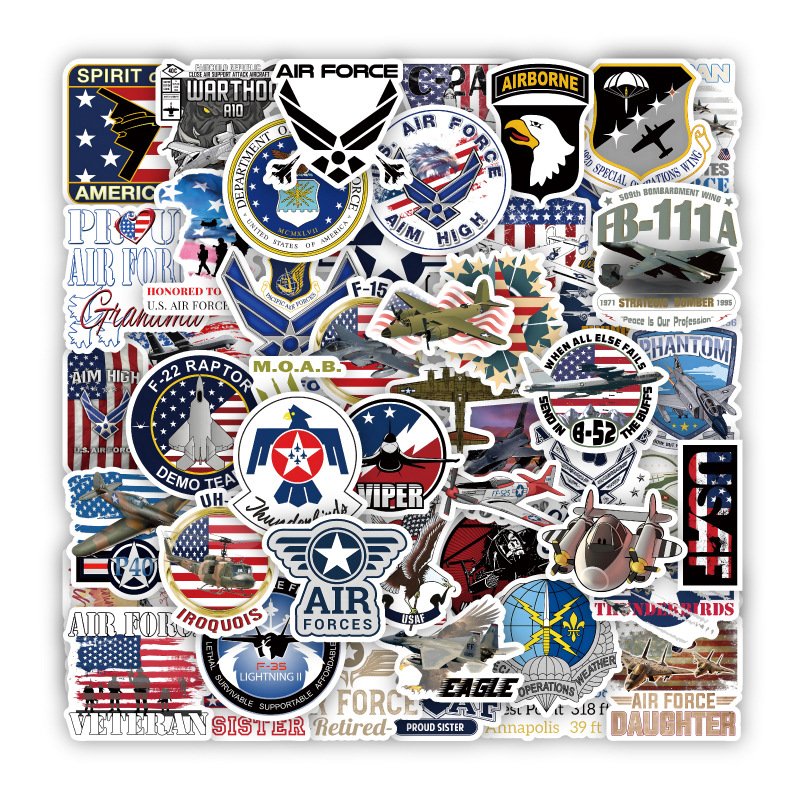50 Air Force military graffiti stickers waterproof for luggage mobile phones laptops helmet stickers