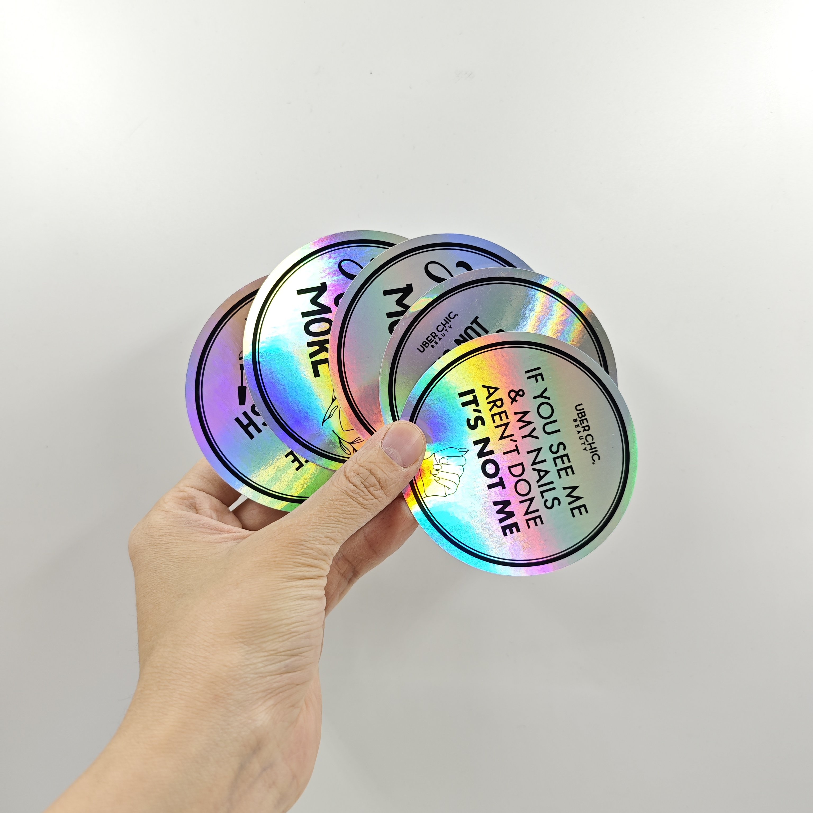 Custom Printed Private Die Cut PVC Adhesive Sticker Glossy Laminated Holographic Effect Gold Stamping Cartoon Promotional Gifts