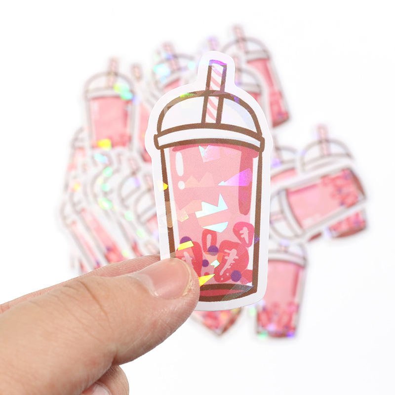 Die Cut Glitter Vinyl Kids Graffiti Holographic Cartoon Stickers For Journal Notebook Decoration
