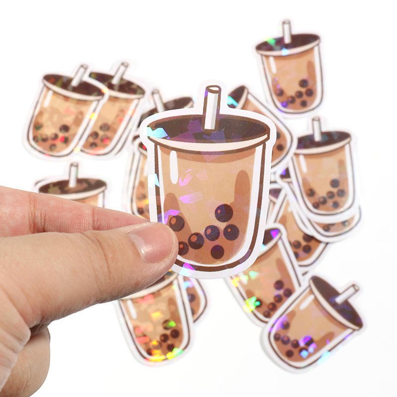 Die Cut Glitter Vinyl Kids Graffiti Holographic Cartoon Stickers For Journal Notebook Decoration