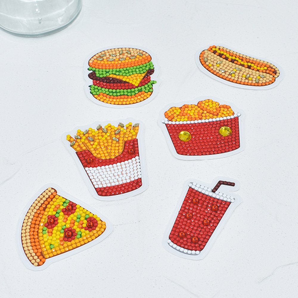 Wholesale Customized Diamond Painting Stickers Food Cartoon Sticker for Notebooks Cups Decor