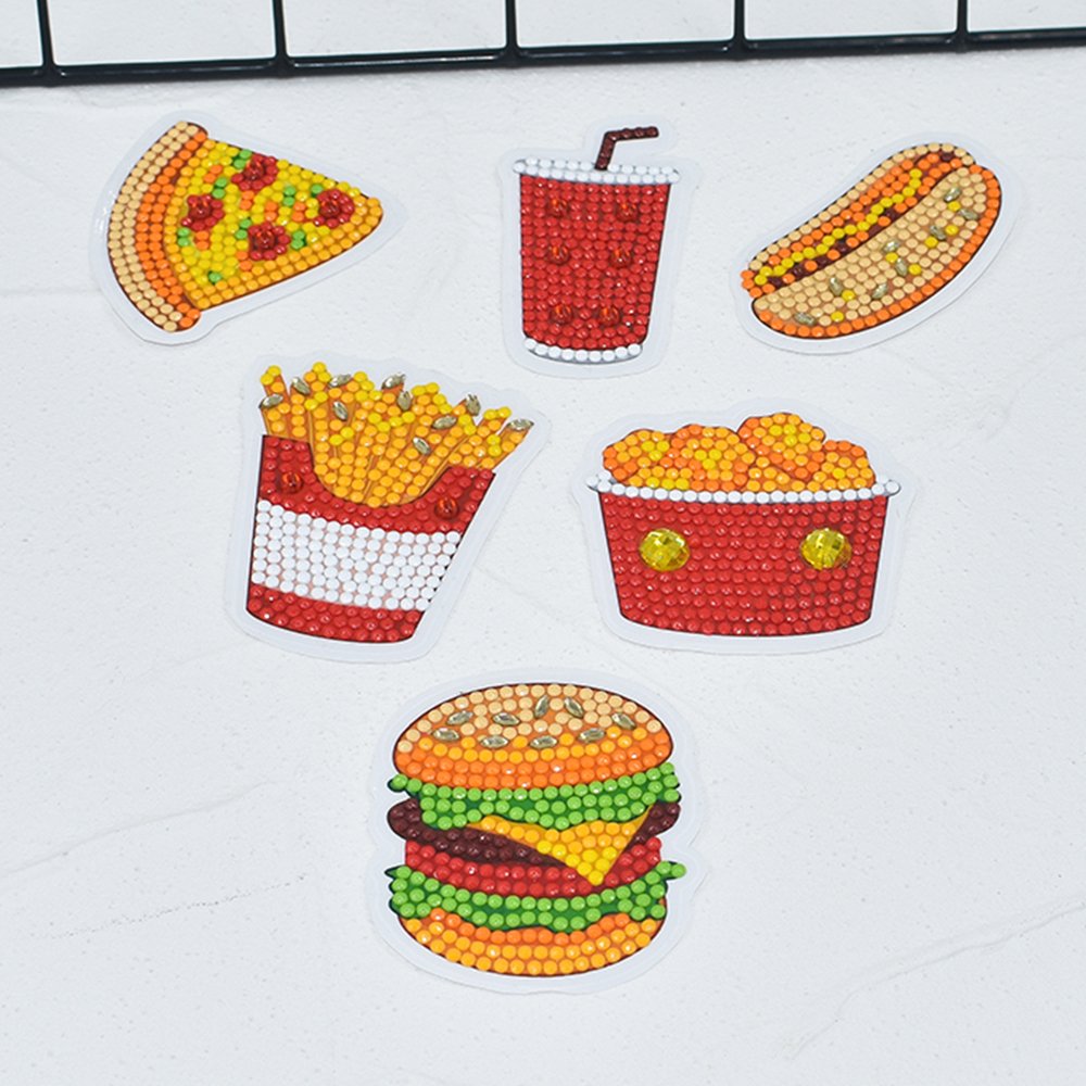 Wholesale Customized Diamond Painting Stickers Food Cartoon Sticker for Notebooks Cups Decor