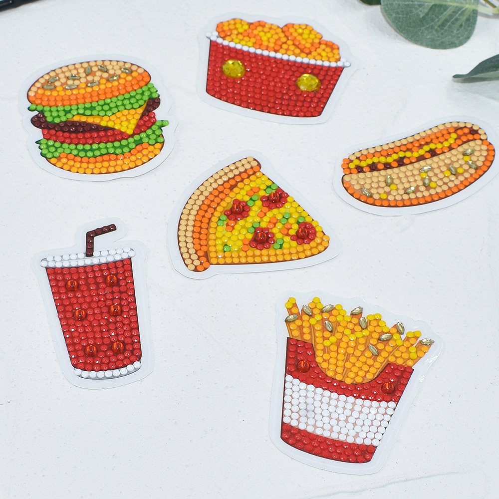 Wholesale Customized Diamond Painting Stickers Food Cartoon Sticker for Notebooks Cups Decor