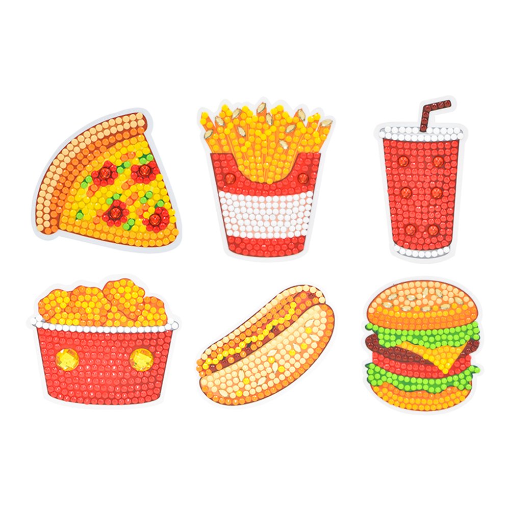Wholesale Customized Diamond Painting Stickers Food Cartoon Sticker for Notebooks Cups Decor
