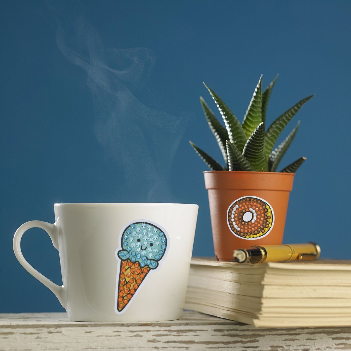 Diamond Painting Sticker Kit, suitable for children and adult beginners, fun DIY ice cream Mosaic sticker, digital kit