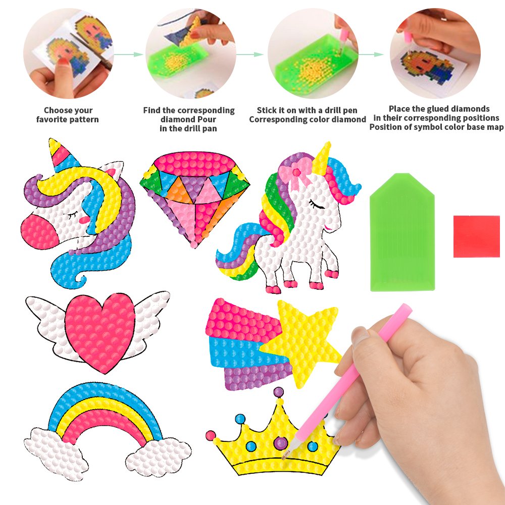Customizable 5D handmade creative cartoon unicorn rainbow puzzle children's diamond painting with customizable patterns