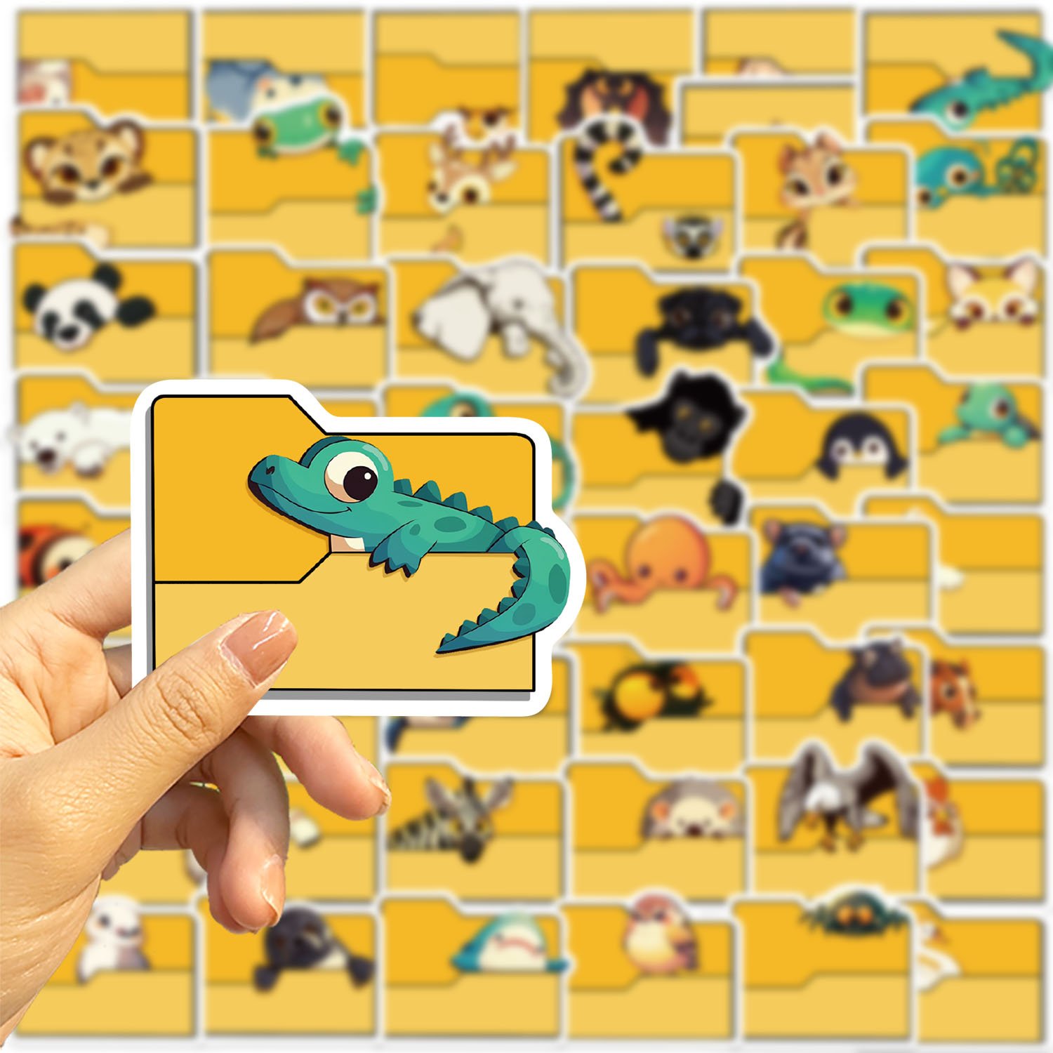50pcs The Animals in the Folder Cartoon Stickers Decoration DIY Phone Notebook Suitcase Laptop Fridge Kid Waterproof PVC Sticker