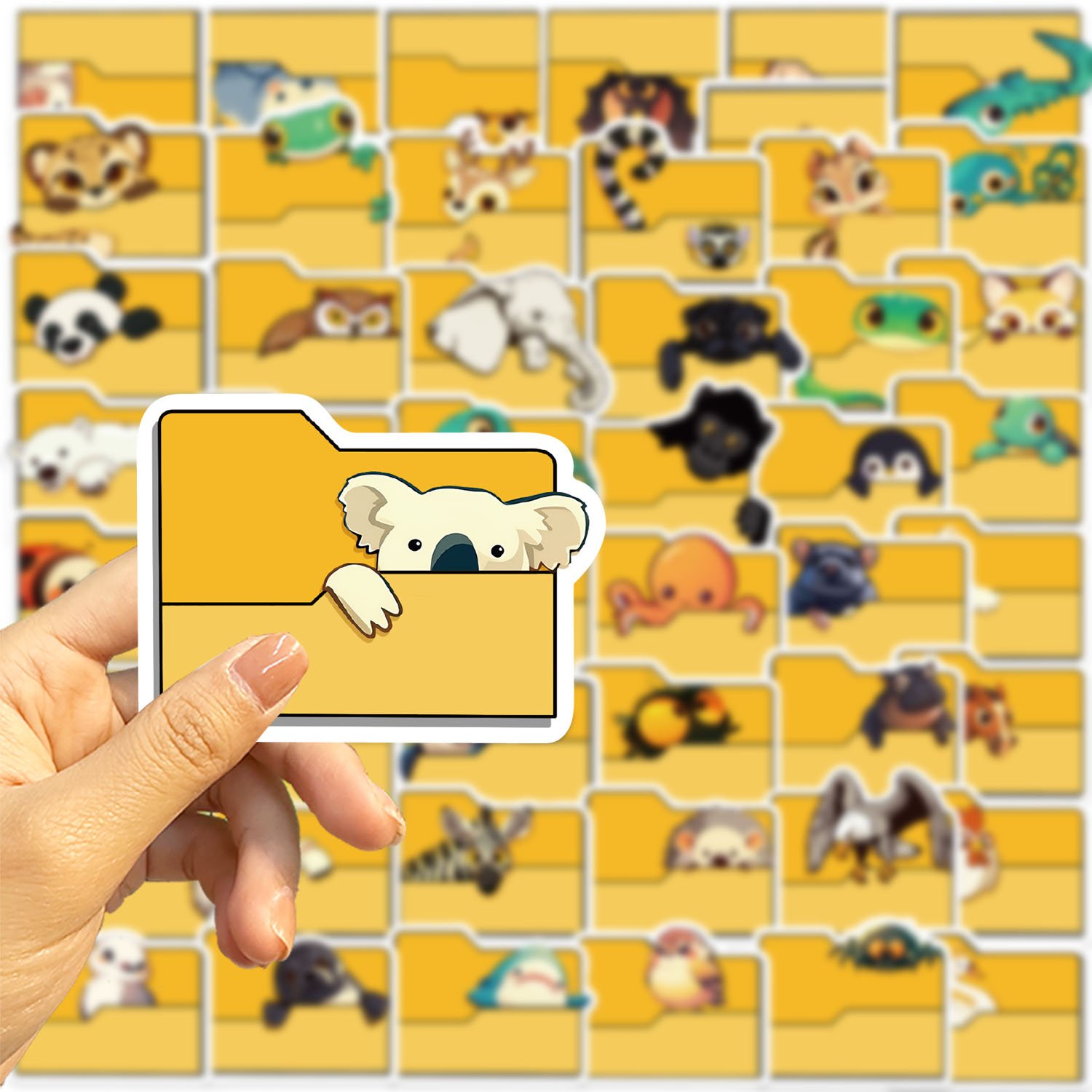 50pcs The Animals in the Folder Cartoon Stickers Decoration DIY Phone Notebook Suitcase Laptop Fridge Kid Waterproof PVC Sticker