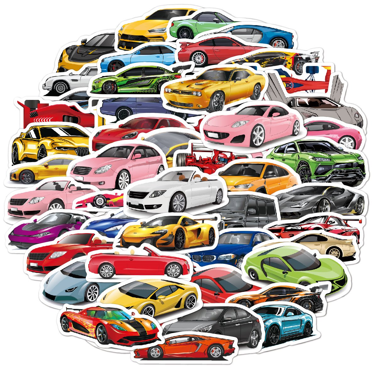 "Wholesale PVC Waterproof Motorcycle Skateboard Stickers 51 Pieces Cool & Decorative Sports Car Cartoons"