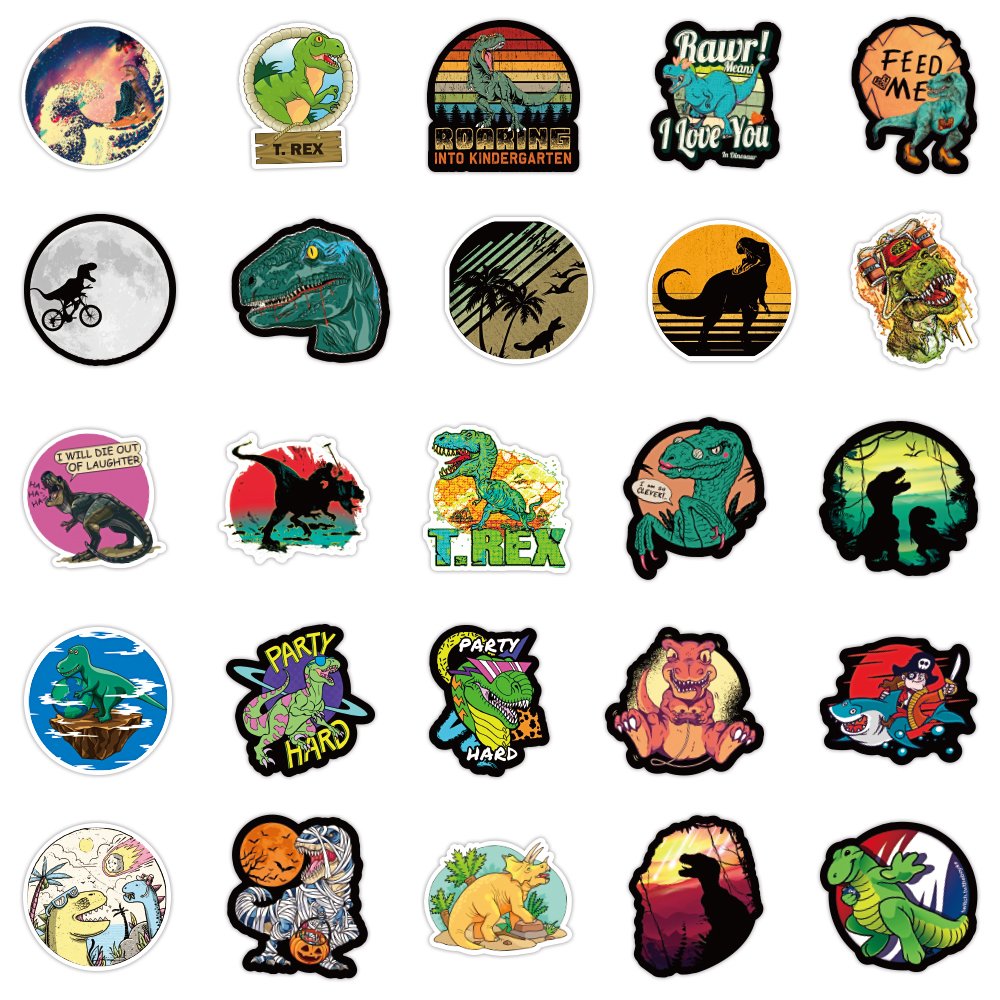 V-50pcs Series of dinosaur tyrannosaurus rex graffiti stickers for trunk mobile computer waterproof