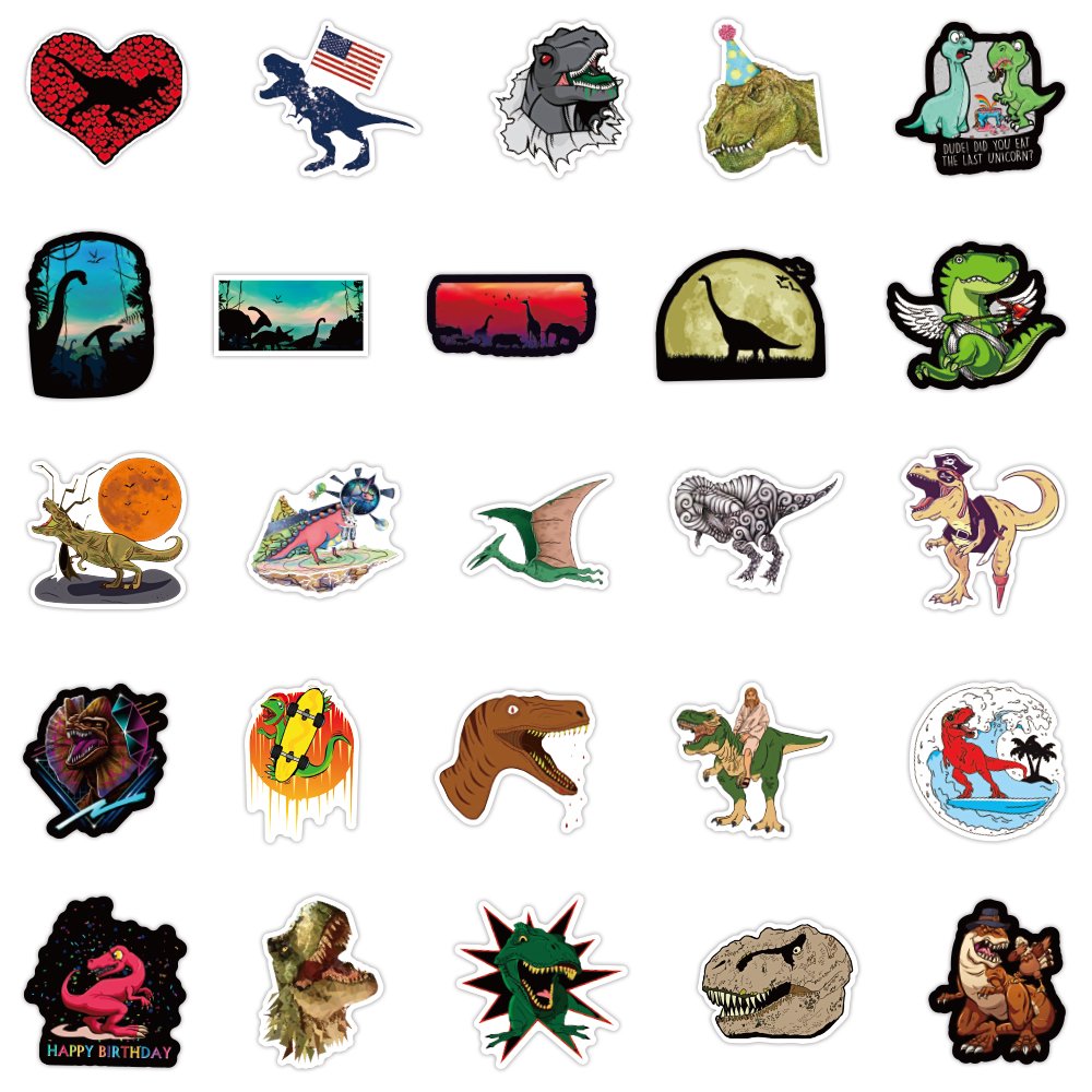 V-50pcs Series of dinosaur tyrannosaurus rex graffiti stickers for trunk mobile computer waterproof