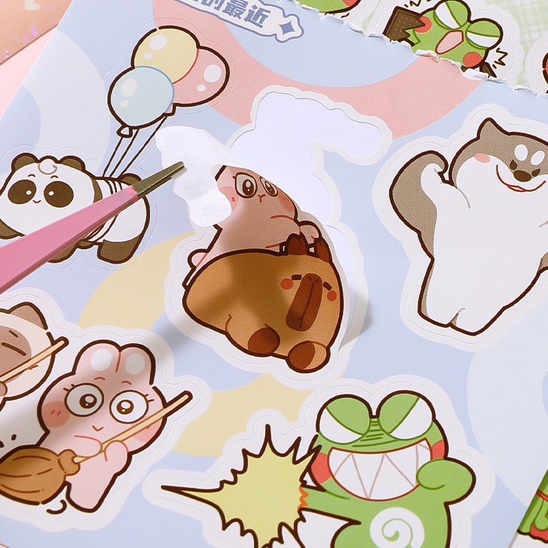 Simno DIY Decorative Journaling Scrapbook Clipping Supplies Cartoon Adhesive Paper Sticker Books 32 Sheets