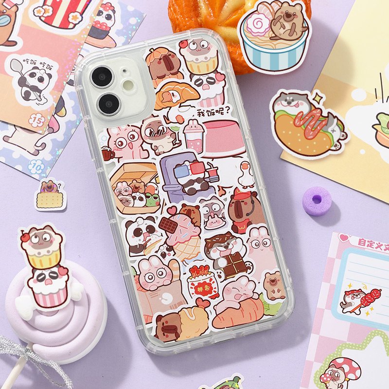 Simno DIY Decorative Journaling Scrapbook Clipping Supplies Cartoon Adhesive Paper Sticker Books 32 Sheets
