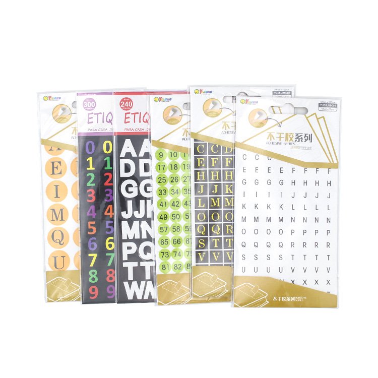 Alphabet Numbers Stickers Black 1" A to Z 0 to 9 Self-Adhesive Sticker for Kids
