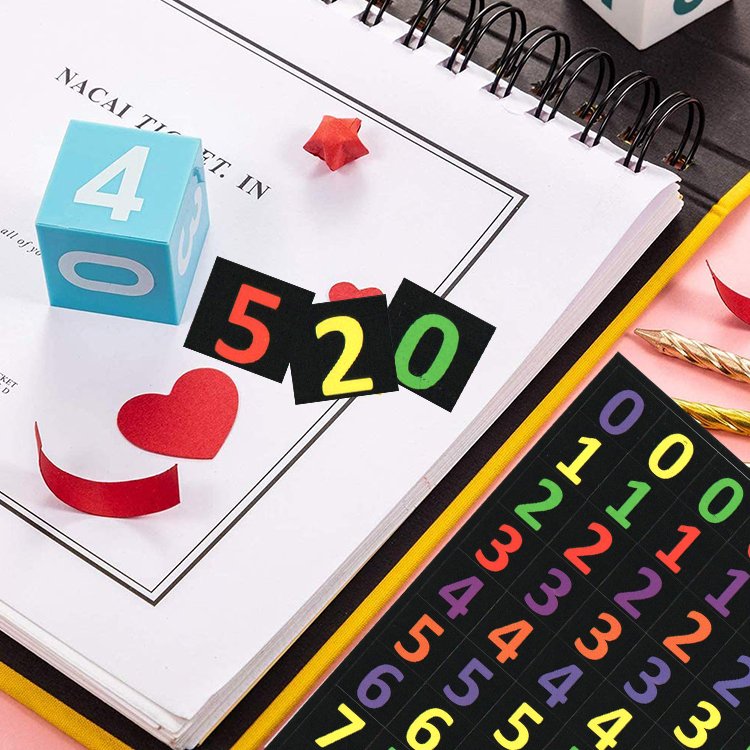Alphabet Numbers Stickers Black 1" A to Z 0 to 9 Self-Adhesive Sticker for Kids