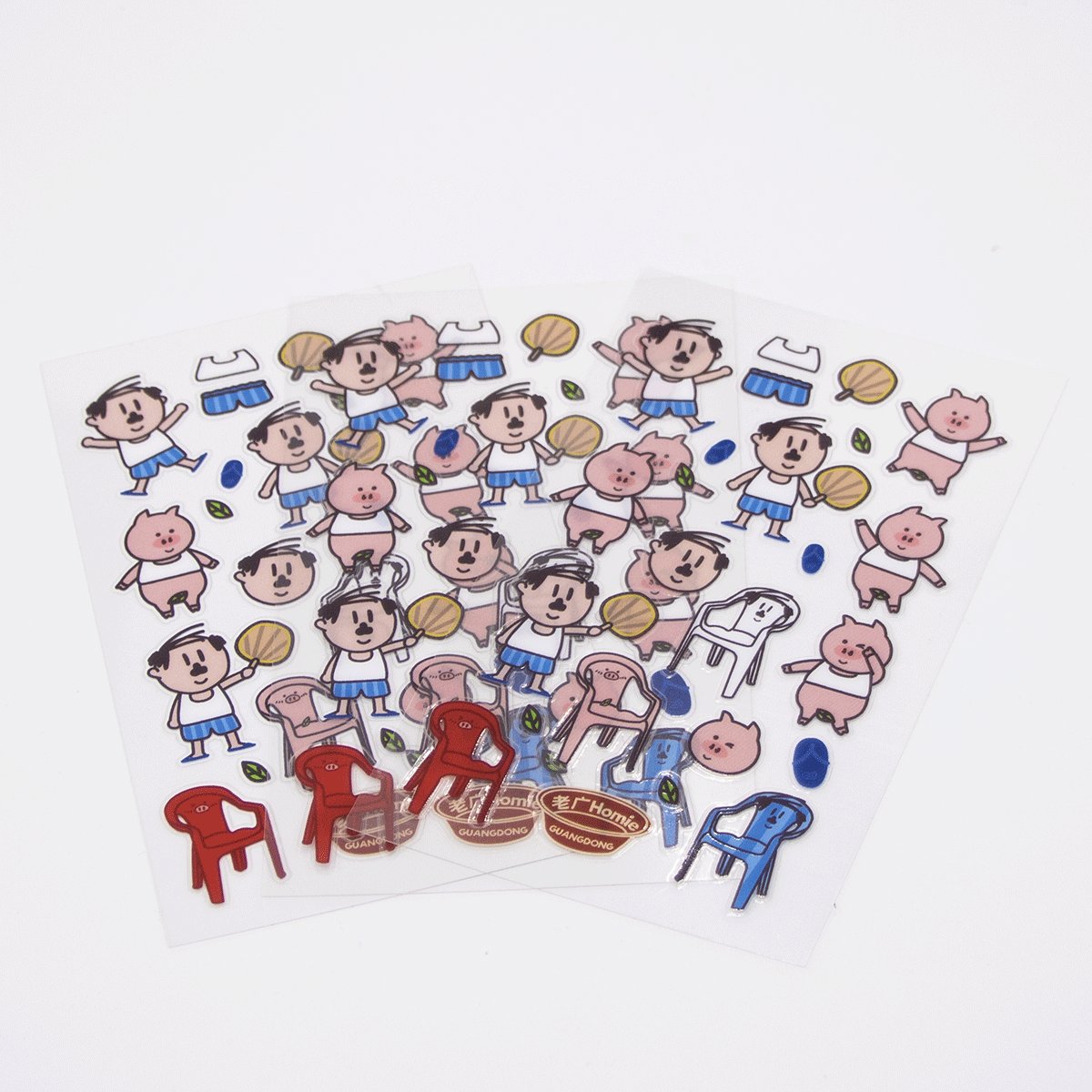 OEM Custom Transparent clear No moq custom sticker waterproof cartoon sticker sheets