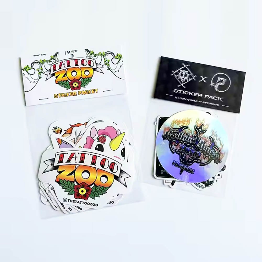 Promotional Custom Logo Stickers Self Adhesive Waterproof Clear Hologram Die Cut PVC Vinyl Label Decals Sticker Packs