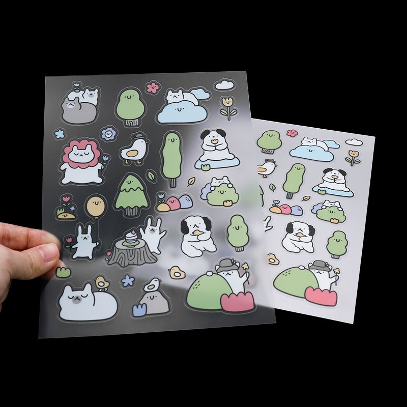 Custom A4 A5 A6 Printing Waterproof Transparent Personalized Clear Sticker Kiss Cut Cartoon Sticker Sheet