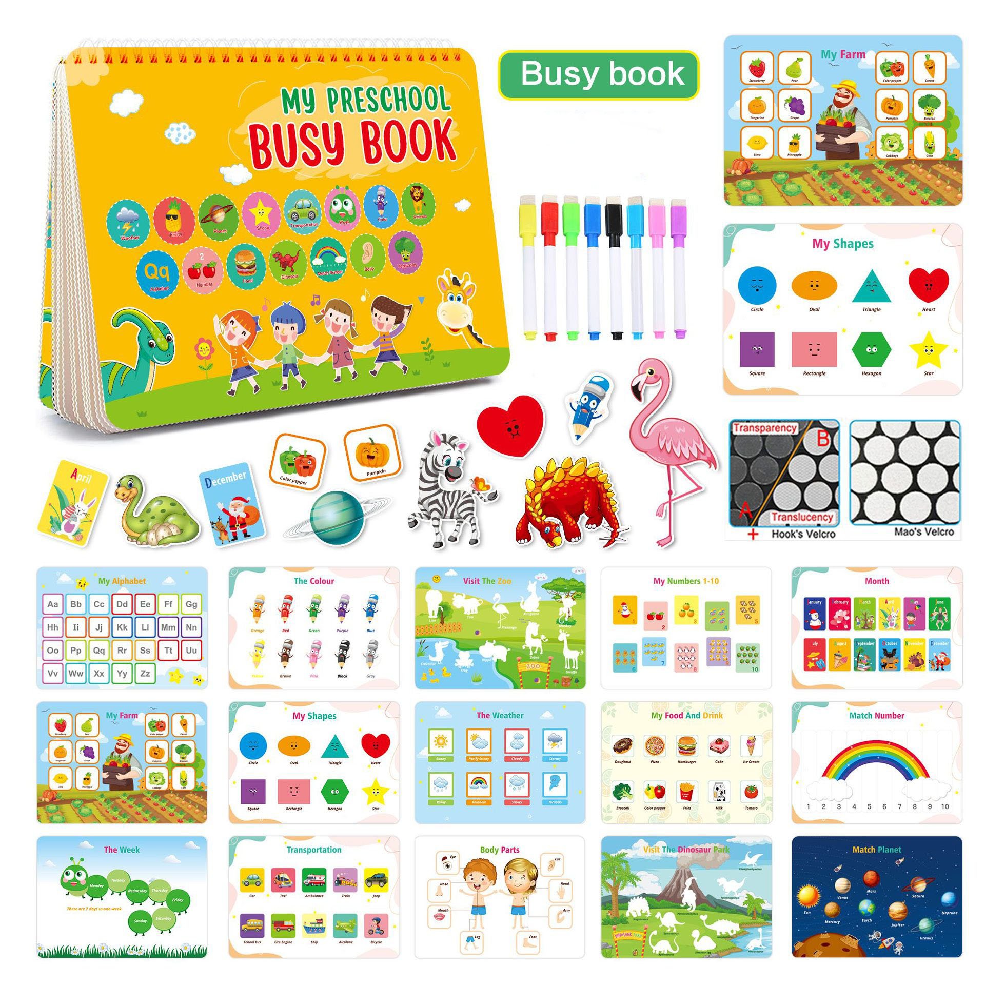 Cartoon Sticker 15 Themes Educational Learning Autism Preschool Activity Binder Board Children Busy Book For Kids