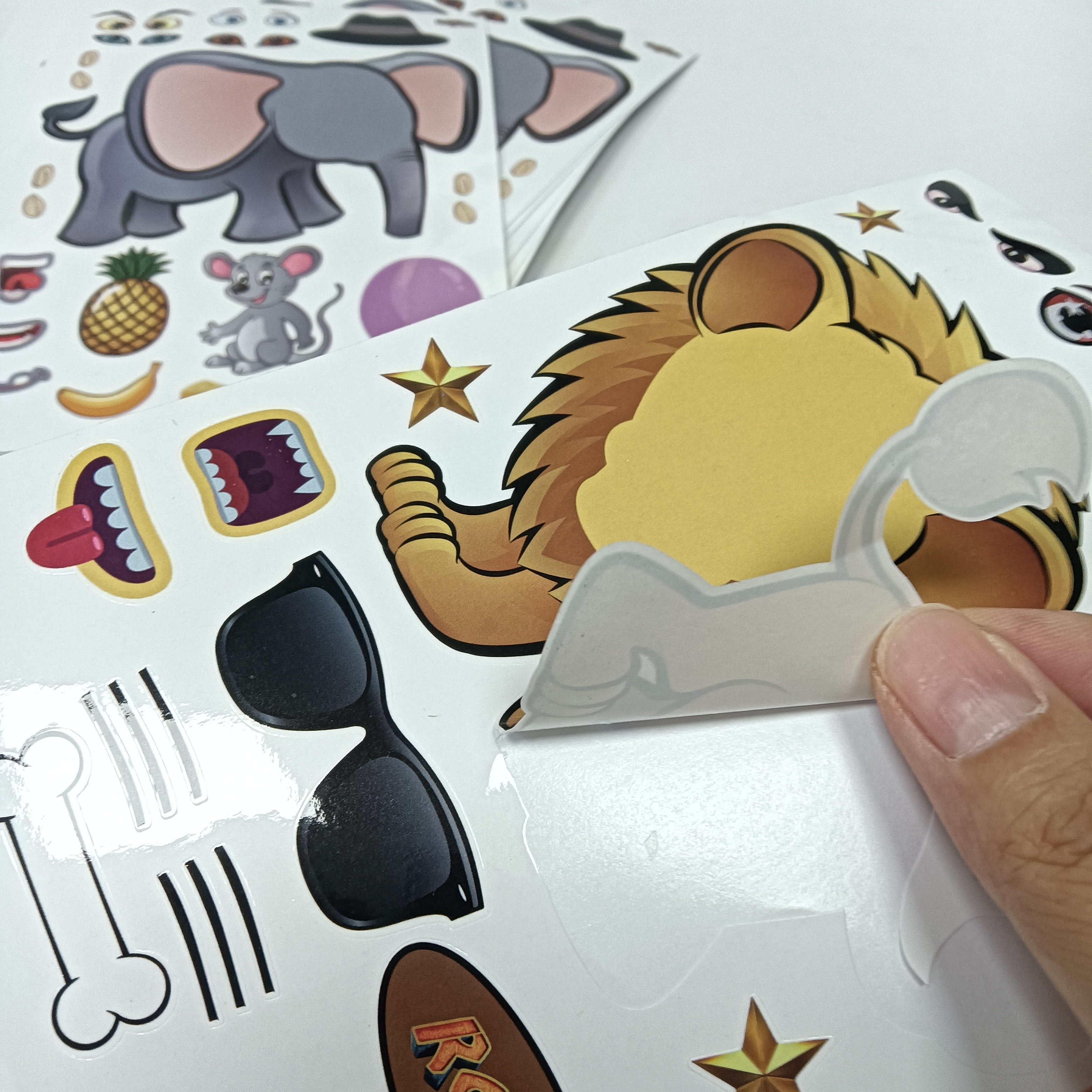 Synthetic paper labels custom stickers kiss cut cartoon label vinyl stickers sheet packaging label printer