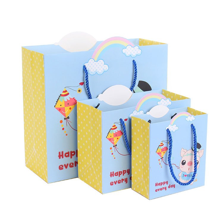 Cartoon paper bag colorful craft paper bag with handle custom paper bags