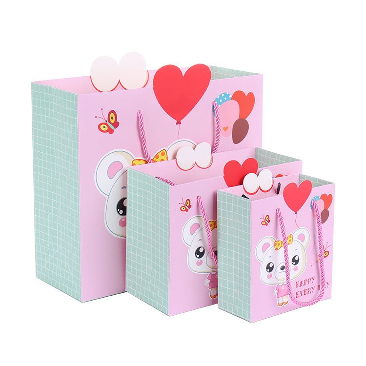 Cartoon paper bag colorful craft paper bag with handle custom paper bags