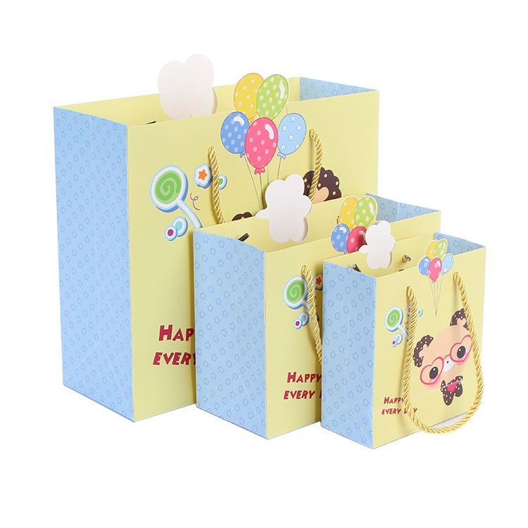 Cartoon paper bag colorful craft paper bag with handle custom paper bags