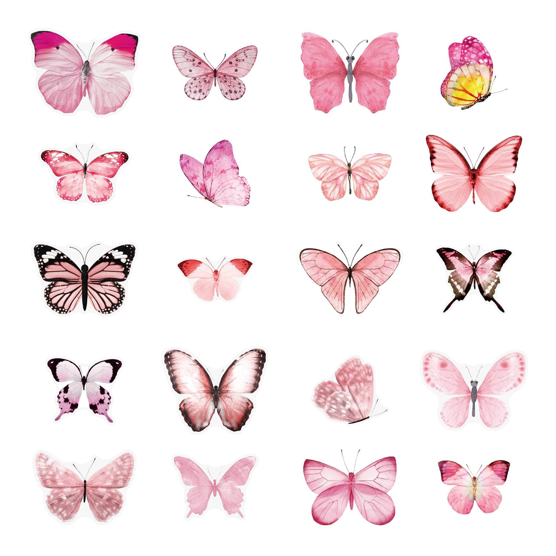 New Innovation Design Transparent Plastic Die Cut Stickers Vinyl PET Transparent Colorful Butterfly Stickers