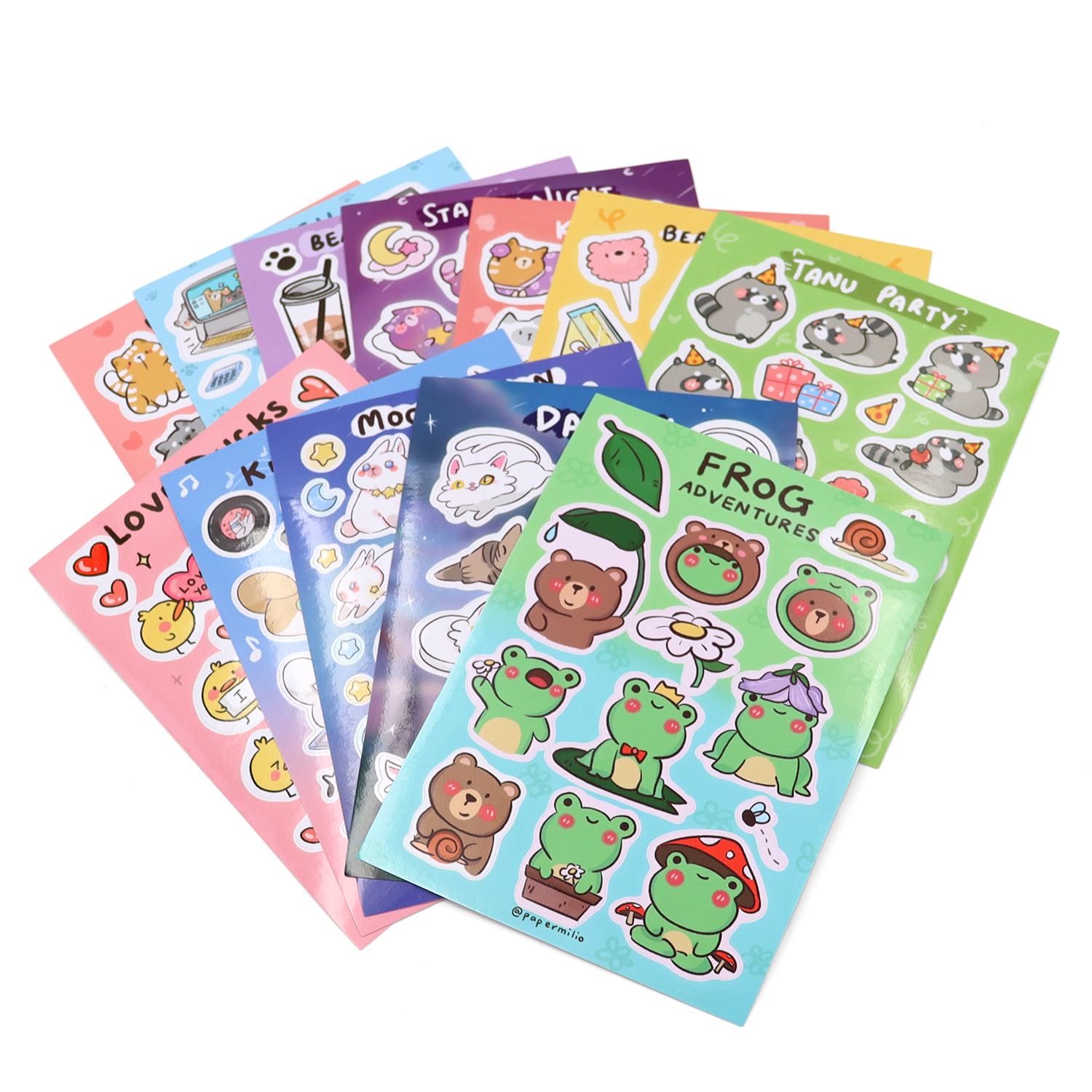 Wholesale Kawaii Self-Adhesive Paper Kiss Cut Stickers Custom Cute Vinyl Waterproof Cartoon Sticker Sheet