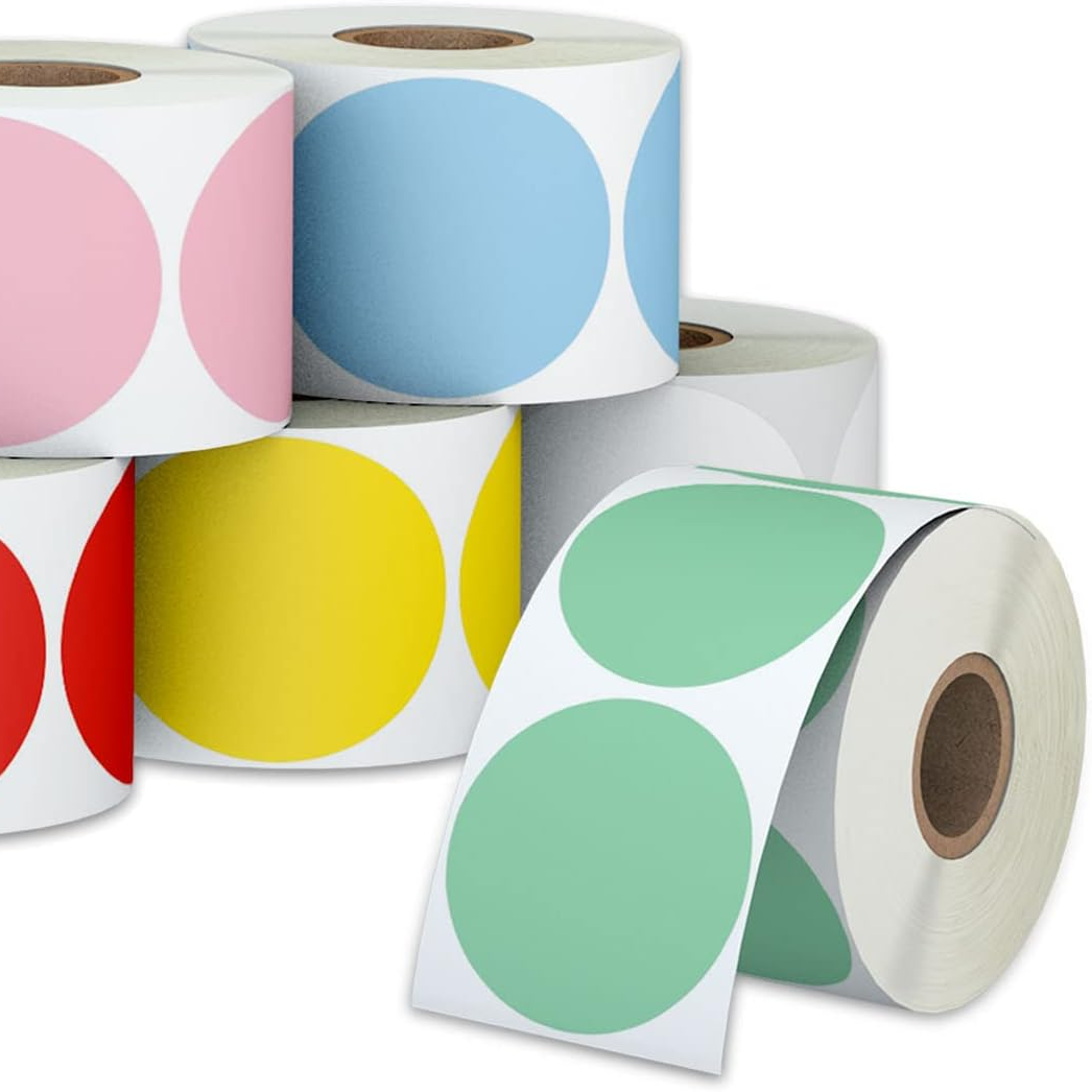 High Quality Multi-Purpose Colourful Self Adhesive Direct Thermal Round Circle Thermal Label Sticker for Printer