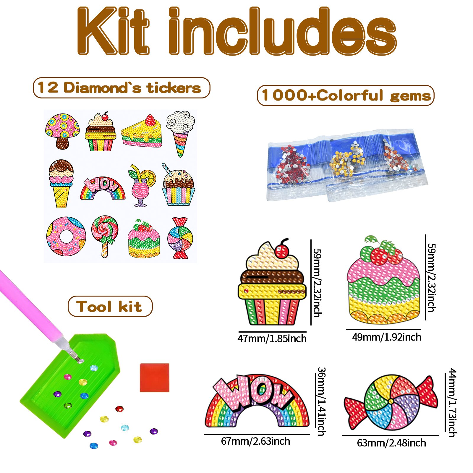 Customized Diamond Painting DIY Wholesale Painting Set Children's Cartoon Candy Cake Cute 5d Diamond Painting Stickers